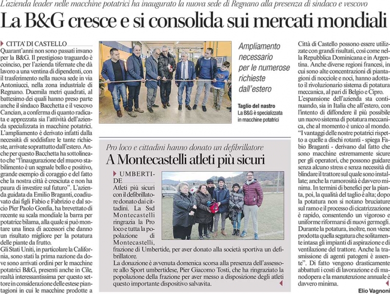 Article publié dans le quotidien Regional “Corriere Dell'Umbria” (2017)