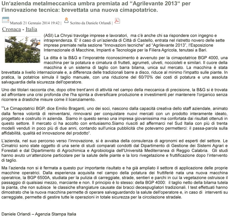 Article sur les machines pour l'élagage BGP publié por l'Agence Nationale des Nouvelles